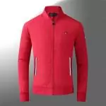 tommy hilfiger veste hiver v collar zip 1666 rouge